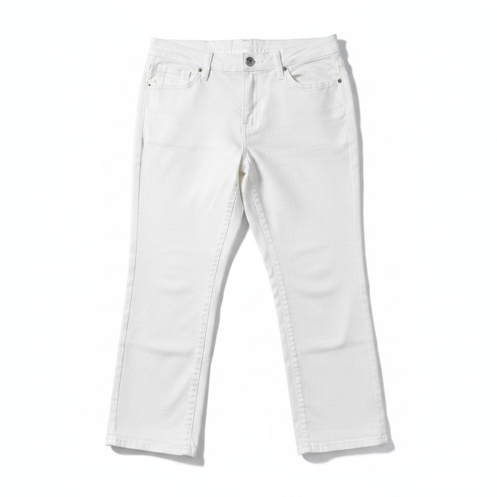 INC 14W White Straight Leg Slim Tech Crop Jeans Womens Casual Minimalist